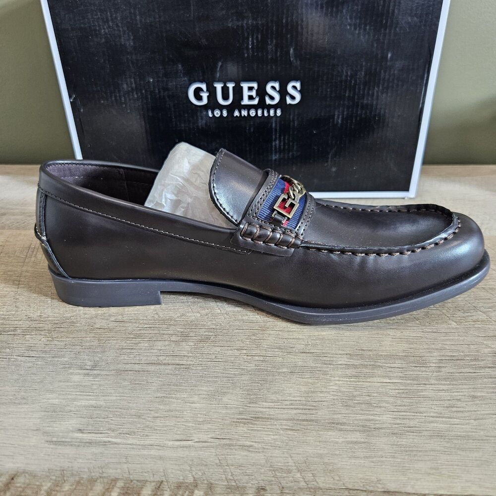 New With Box Guess Los Angeles Mens Size 9.5 Camox Moc Toe Loafers Dark Brown - Picture 8 of 12